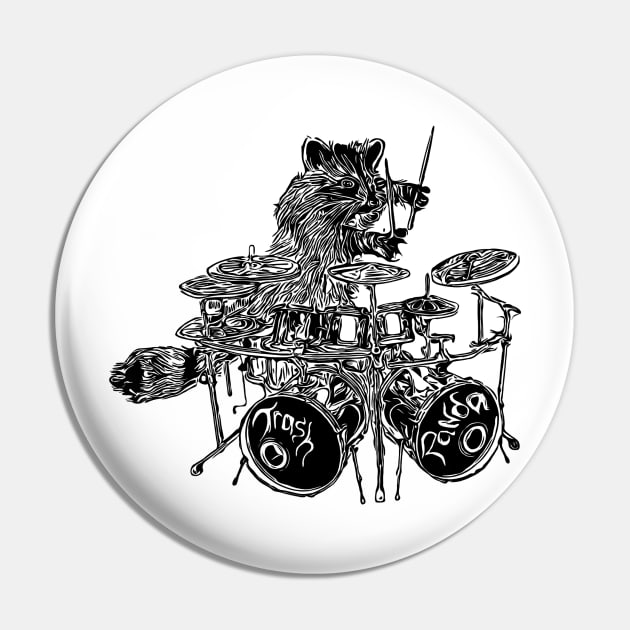 Trash panda drummer musician raccoon Pin by LastViewGallery