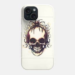 Skull, spider, vintage, retro, Victorian gothic, spider, Halloween, creepy Phone Case