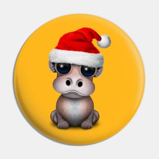 Baby Hippo Wearing a Santa Hat Pin