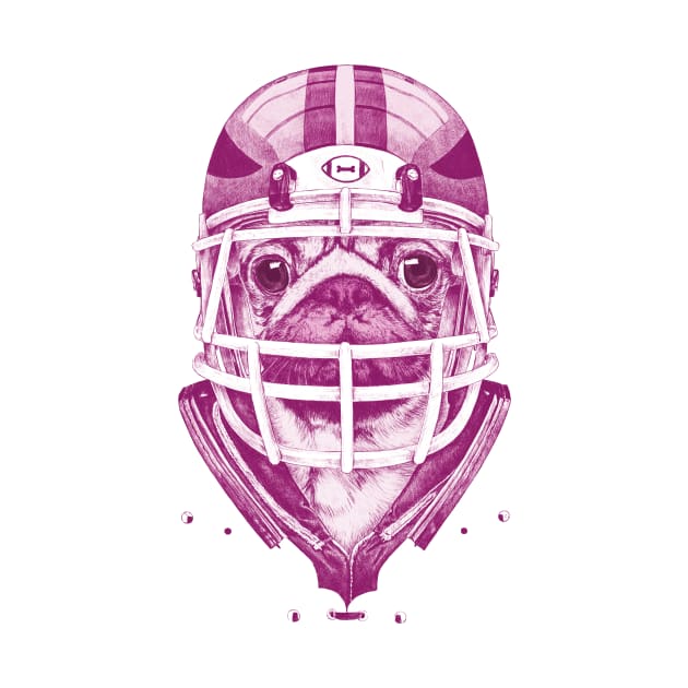 American Pug Football Purple by ronnkools