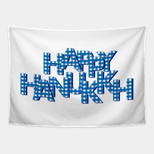 Blue White Happy Hanukkah Tapestry