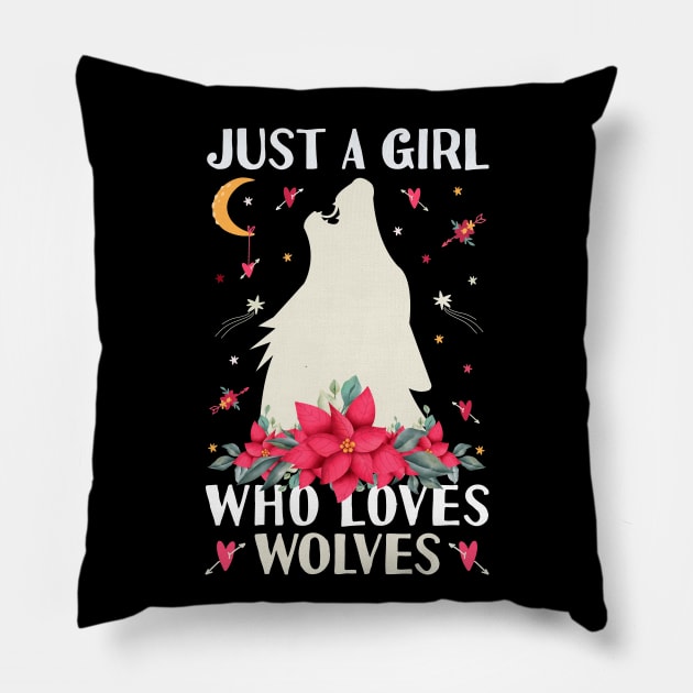 Just a Girl Who Loves Wolves Shirt - Funny Wolf howling Pillow by Tesszero