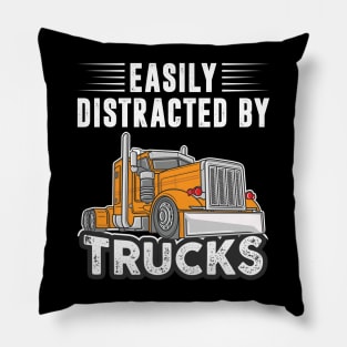 Easily Distracted By Trucks Shirt Funny Trucks Lover Boys Pillow