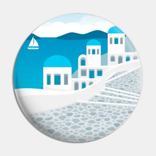 Santorini, Greece - retro travel poster Pin