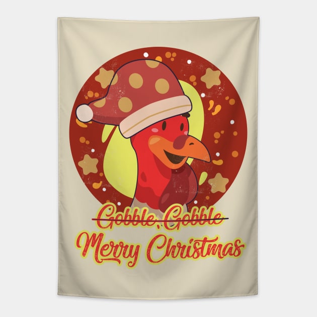 Gobble Gobble Turkey Merry Christmas Tapestry by alcoshirts