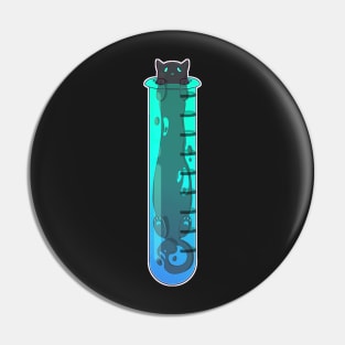 Space Cat - Alien in Test Tube Blue Green Pin