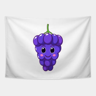 Cute Kawaii Grape, Cartoon Ripe Berries Tapestry