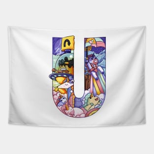 Letter U doodle art Tapestry