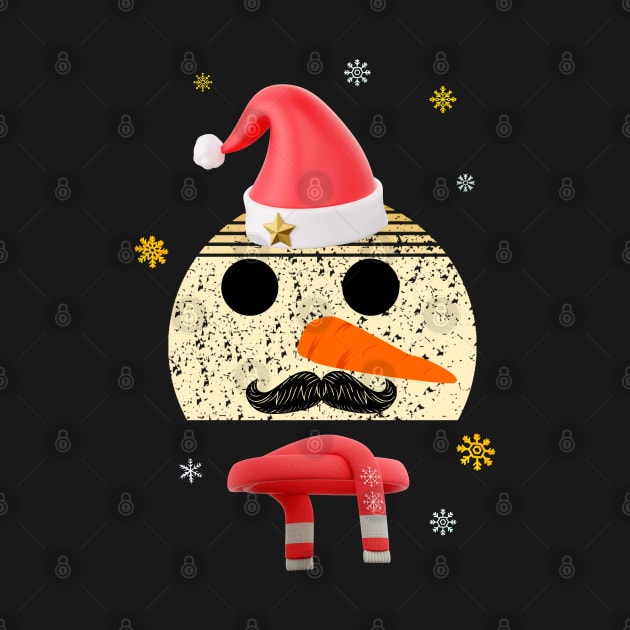 Vintage Retro Funny Snowman With Mustache And Carrot by Adam4you