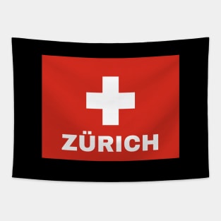 Zürich City in Swiss Flag Tapestry