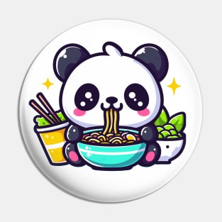 Panda Eating Ramen Pin