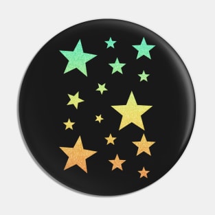 Teal Yellow Ombre Faux Glitter Stars Pin