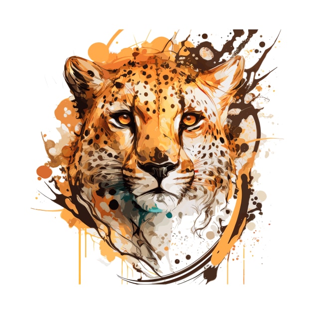 Cheetah Portrait Animal Painting Wildlife Outdoors Adventure by Cubebox