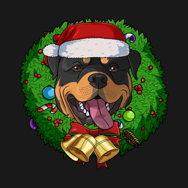 Funny Rottweiler Santa Christmas Wreath by Noseking