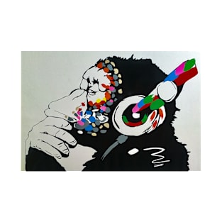 Banksy Monkey with Headphones T-Shirt