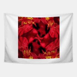 delving deep inside red and gold hibiscus Tapestry