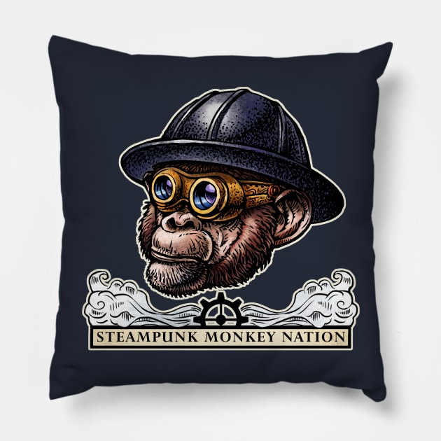 Steampunk Monkey Nation Pillow by ChetArt