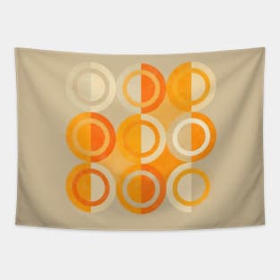 Geometric Shapes Orange Grey Circles Tapestry