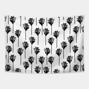 Vintage palm trees black on white Tapestry