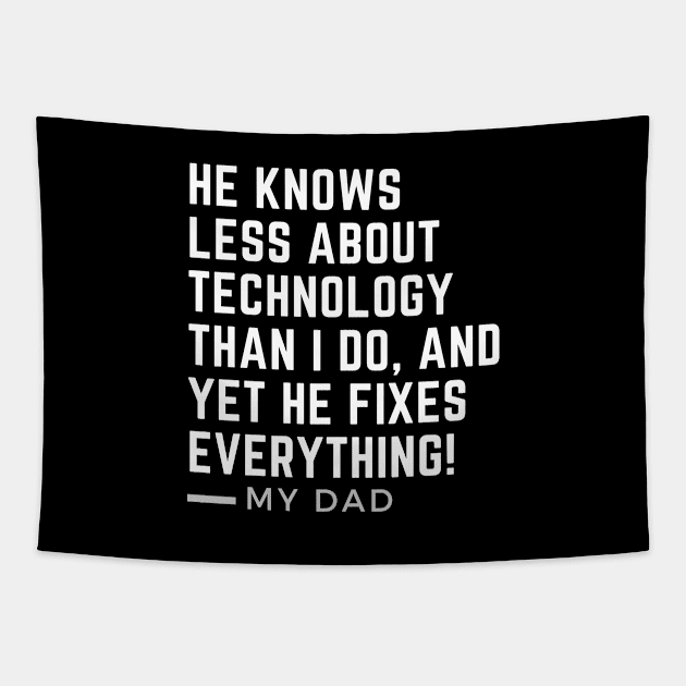 Funny Shirt for Men, Funny Dad Shirt, He Fixes Everything, Fathers Day, Minimalist, Dad Birthday Tapestry by Cery & Joe New Style