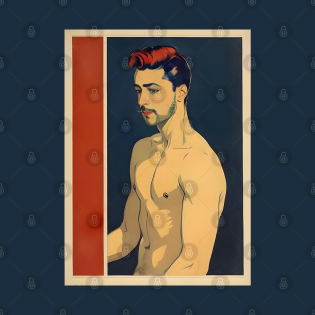 Tolouse-Lautrec theatre poster style topless man by YasBro