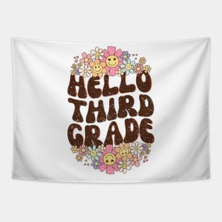 Groovy Hello 3rd Grade Vibes Retro Teacher Back To School Tapestry