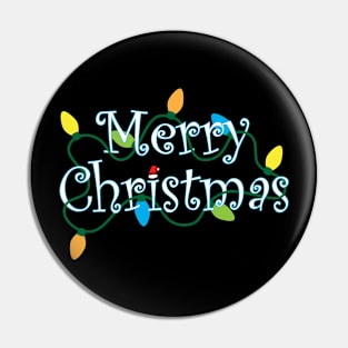 Merry Christmas White and Blue Pin
