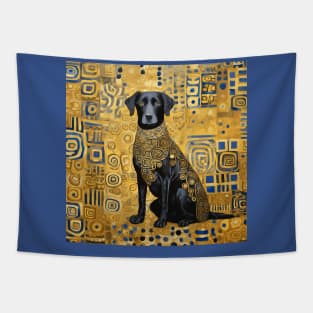 Gustav Klimt Style Dog with Blue and Gold Patterns Tapestry