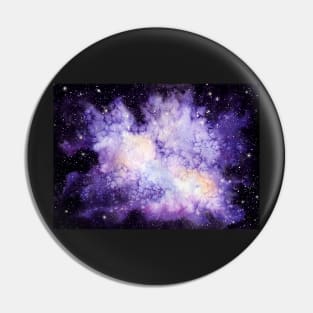 Watercolor Galaxy, Stars and Shine in Outer Space Pin