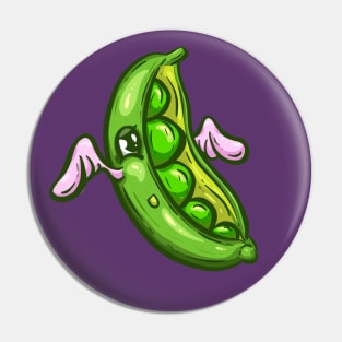 Floating Little Pea Pod Cartoon Illustration Pin