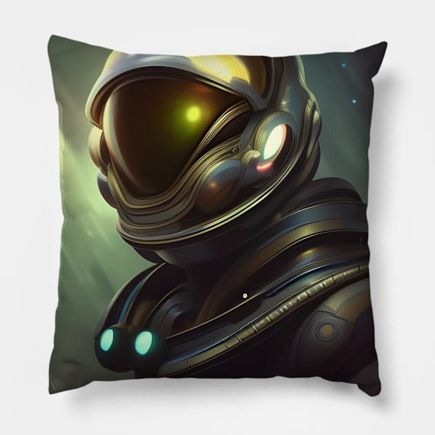 Alien Space Pilot Pillow by SmartPufferFish