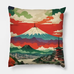 Kyoto Japan Starry Night Vintage Tourism Travel Pillow