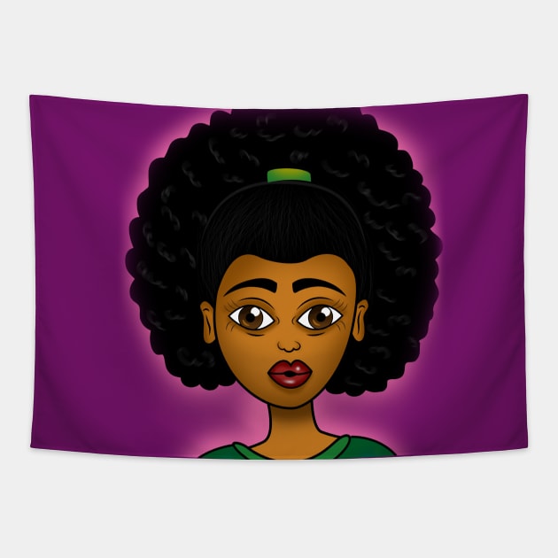 melanin queen anime style art Tapestry by Spinkly Creations 