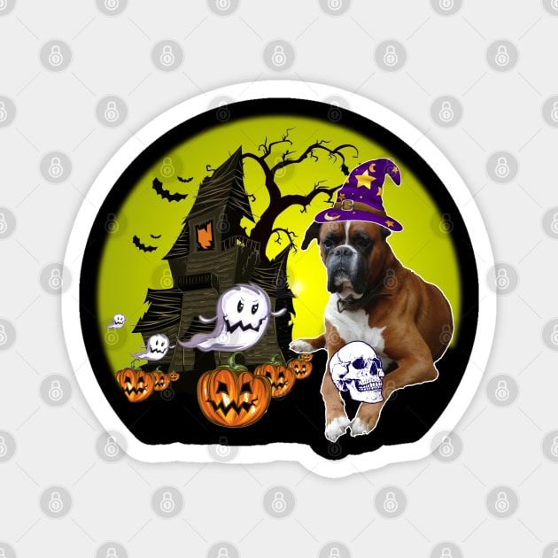 Happy Halloween Boxer Dogs Halloween Gift Magnet by Rene	Malitzki1a