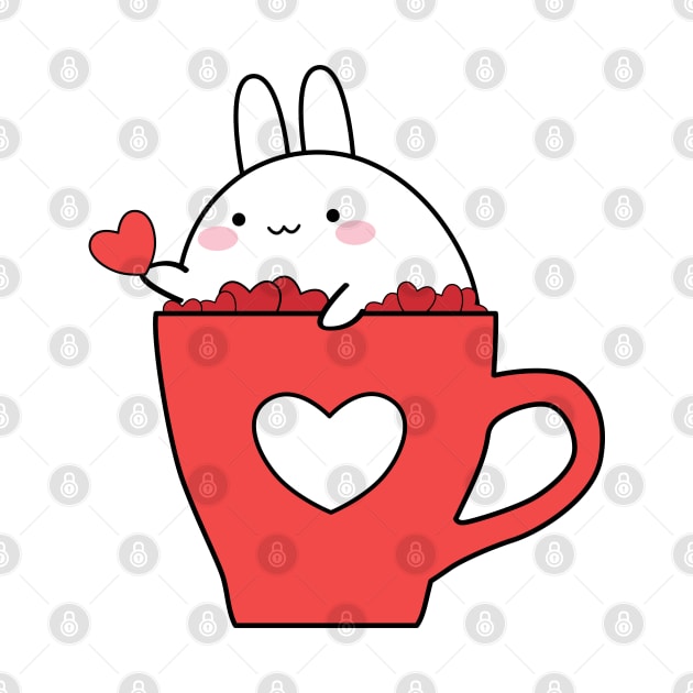 Sending love, Happy rabbit with heart, Cute white rabbit, Valentines day, Cute sticker, Kawaii rabbit by KristinityArt