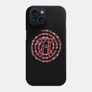 Spiral Pi Day Numbers Symbol Red Plaid Math Lover - Pi Day Phone Case