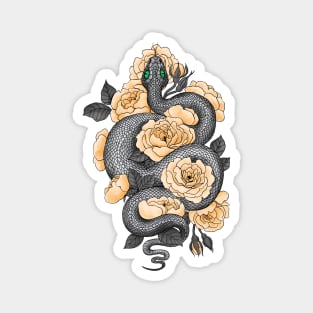 Snake and yellow roses Magnet