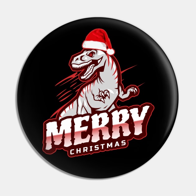 Christmas T-Rex Badass Dinosaur Design - Merry Xmas Pin by TheMemeCrafts