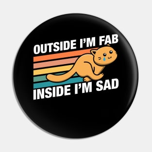 Funny Cat Outside Im Fab Inside Im Sad Pin