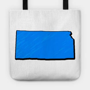 Bright Blue Kansas Outline Tote