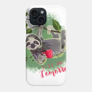 Sloth with coffee mug tropical pribt Phone Case