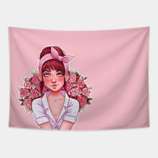 Girl with Roses Tapestry