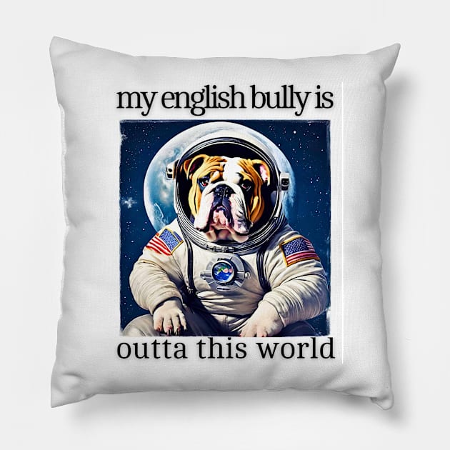 Outta This World English Bulldog Pillow by Doodle and Things