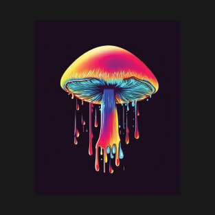 Magic Mushroom with Colorful Magical Light Dropping T-Shirt