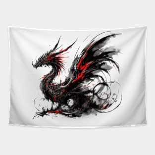 Japanese dragon painted in ink Tapestry