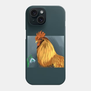 Rooster and snowdrop flower Phone Case
