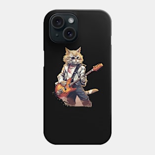 Rockstar Cat Playing Electric Guitar Phone Case