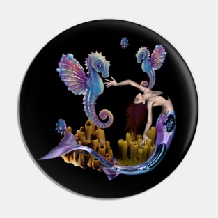 Wonderful mermaid with seahorses Pin