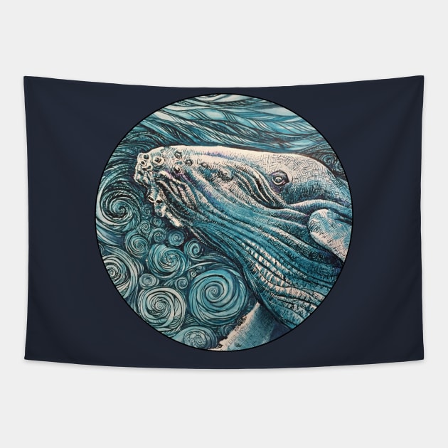 Humpback Whale Watercolor Tapestry by tsd-fashion