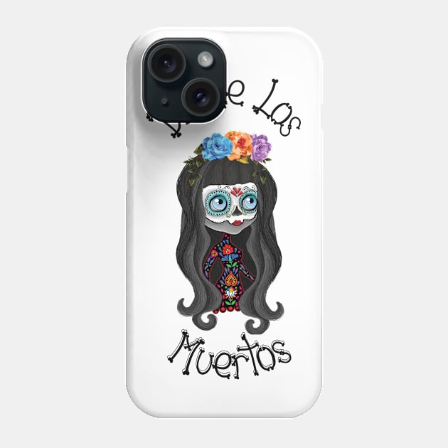 Dia de los Muertos- Sugar Candy Skull Phone Case by Rude Bee